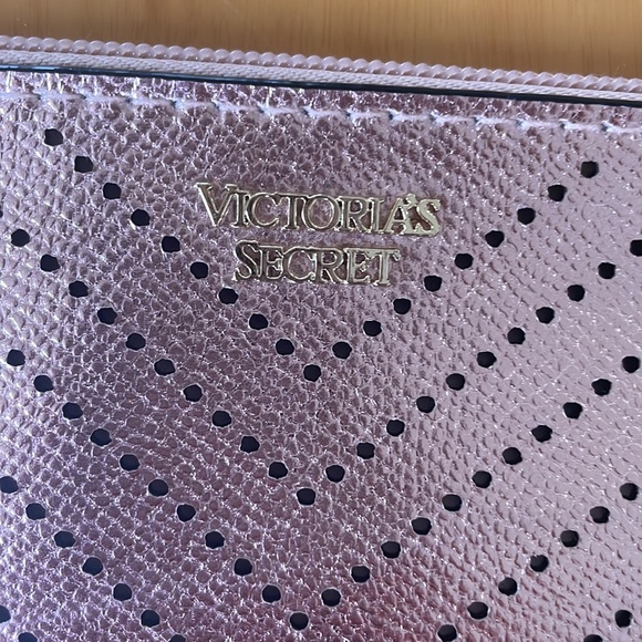 Victoria Secret Wristlet Wallet Pink Metallic Rose Gold Mini Pouch Clutch - Picture 3 of 4